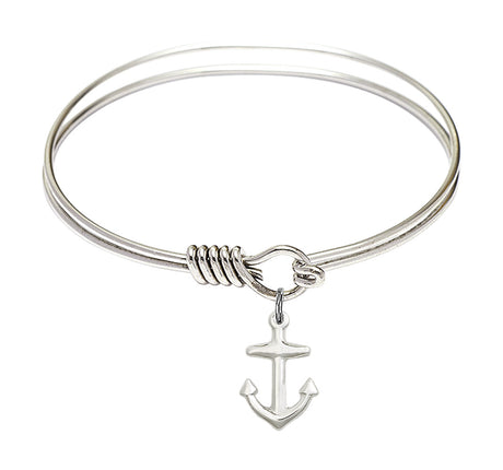 Smooth Bangle Bracelet with a Anchor Charm