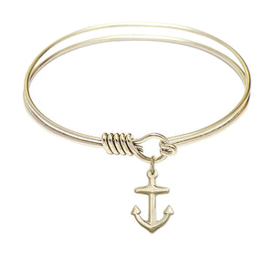 Smooth Bangle Bracelet with a Anchor Charm