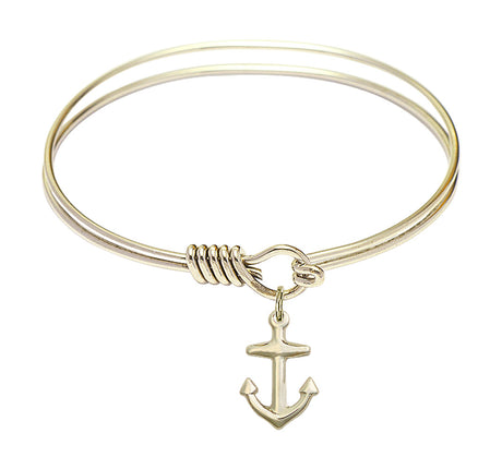 Smooth Bangle Bracelet with a Anchor Charm