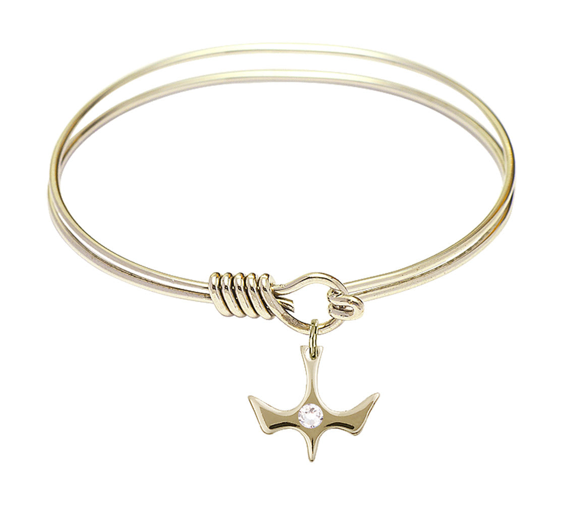 Smooth Bangle Bracelet with a Birthstone Holy Spirit Charm