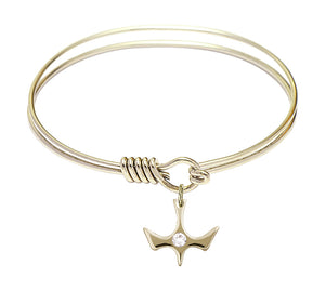 Smooth Bangle Bracelet with a Birthstone Holy Spirit Charm