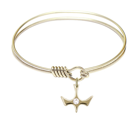 Smooth Bangle Bracelet with a Birthstone Holy Spirit Charm
