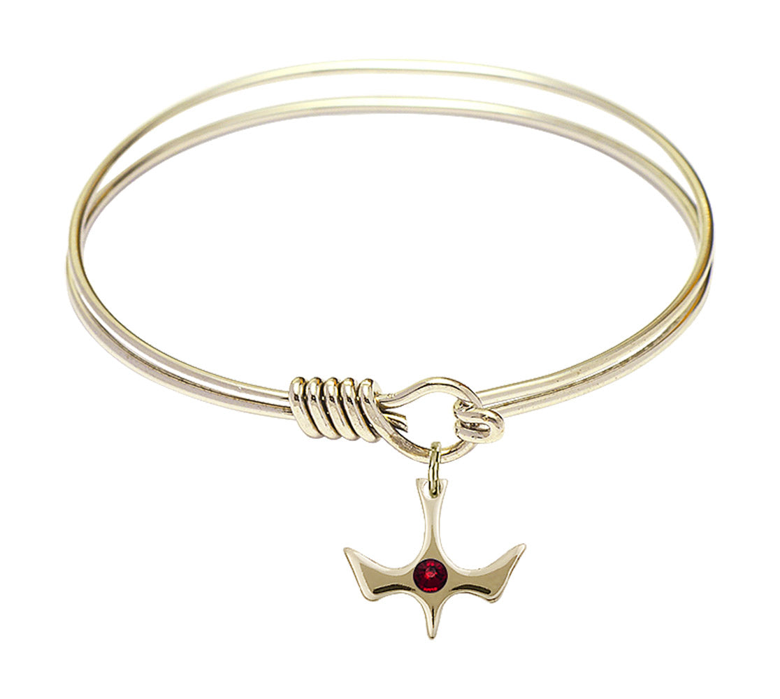 Smooth Bangle Bracelet with a Birthstone Holy Spirit Charm