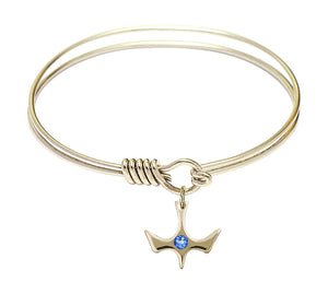 Smooth Bangle Bracelet with a Birthstone Holy Spirit Charm