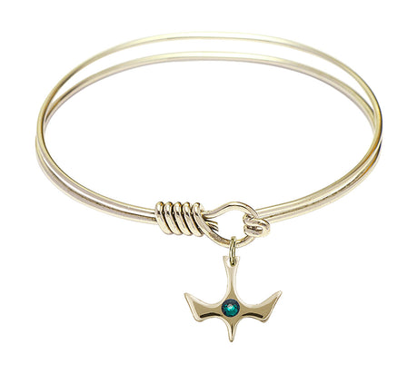 Smooth Bangle Bracelet with a Birthstone Holy Spirit Charm