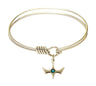 Smooth Bangle Bracelet with a Birthstone Holy Spirit Charm
