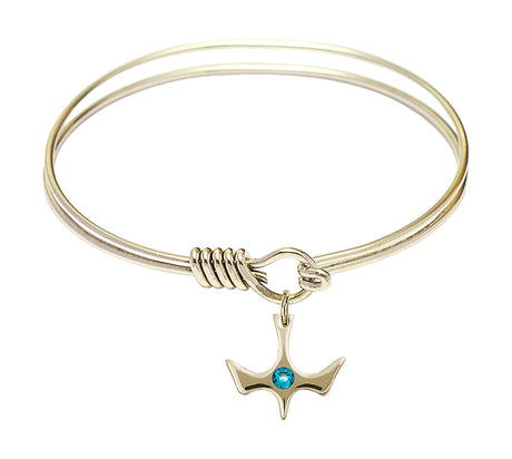 Smooth Bangle Bracelet with a Birthstone Holy Spirit Charm