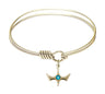 Smooth Bangle Bracelet with a Birthstone Holy Spirit Charm