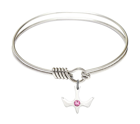Smooth Bangle Bracelet with Birthstone Holy Spirit Charm