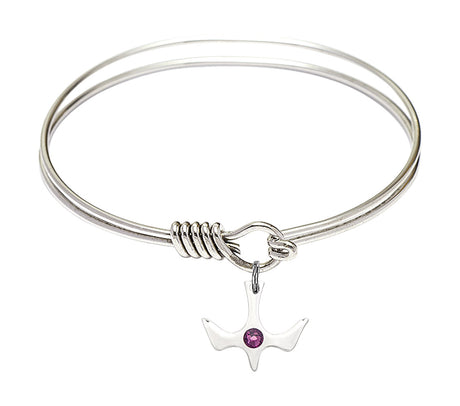 Smooth Bangle Bracelet with Birthstone Holy Spirit Charm