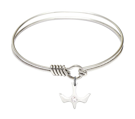 Smooth Bangle Bracelet with Birthstone Holy Spirit Charm