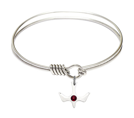 Smooth Bangle Bracelet with Birthstone Holy Spirit Charm