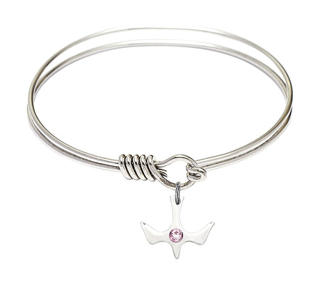 Smooth Bangle Bracelet with Birthstone Holy Spirit Charm