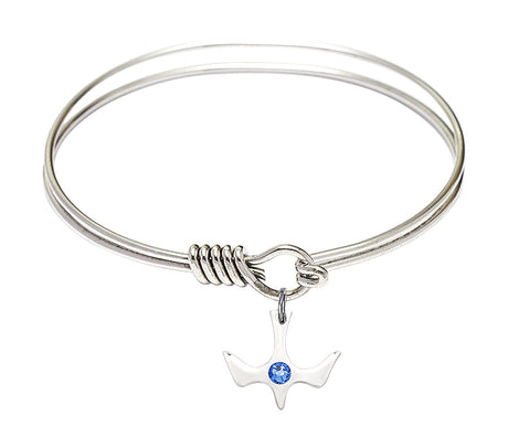 Smooth Bangle Bracelet with Birthstone Holy Spirit Charm