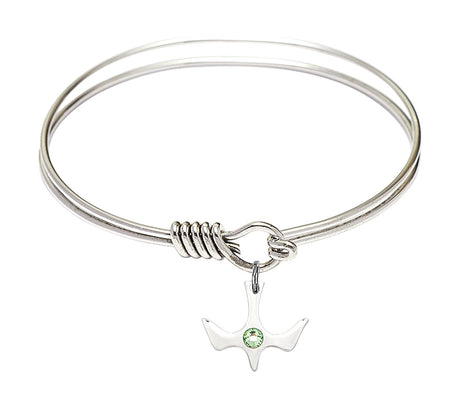 Smooth Bangle Bracelet with Birthstone Holy Spirit Charm