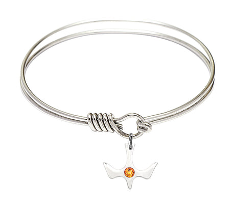 Smooth Bangle Bracelet with Birthstone Holy Spirit Charm