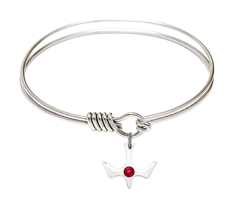 Smooth Bangle Bracelet with Birthstone Holy Spirit Charm