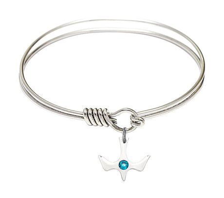 Smooth Bangle Bracelet with Birthstone Holy Spirit Charm