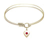 Smooth Bangle Bracelet with a Birthstone Puff Heart Charm