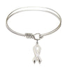 Smooth Bangle Bracelet with a Cancer Awareness Charm