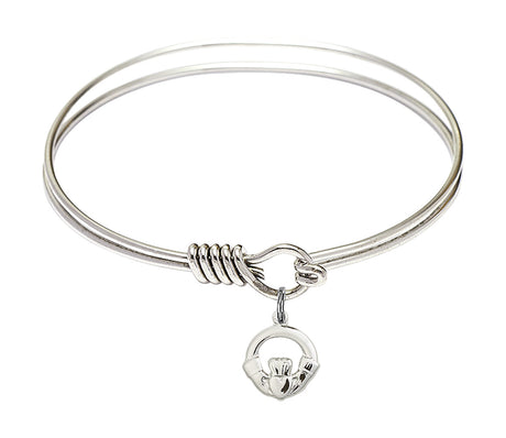 Smooth Bangle Bracelet with a Claddagh Charm