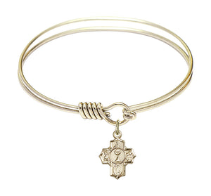 Smooth Bangle Bracelet with a Communion 5-Way Charm