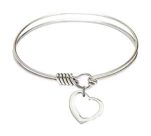 Smooth Bangle Bracelet with a Contemporary Open Heart Charm