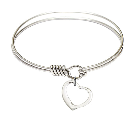 Smooth Bangle Bracelet with a Contemporary Open Heart Charm