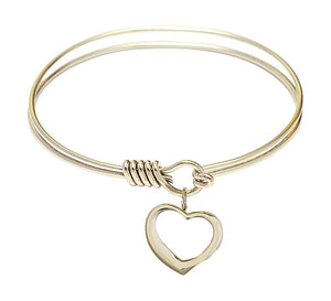 Smooth Bangle Bracelet with a Contemporary Open Heart Charm