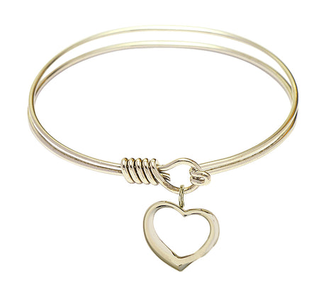 Smooth Bangle Bracelet with a Contemporary Open Heart Charm