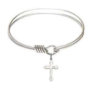 Smooth Bangle Bracelet with a Cross Charm Charm