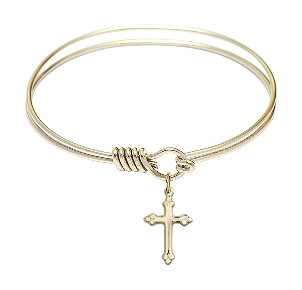 Smooth Bangle Bracelet with a Cross Charm Charm