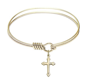 Smooth Bangle Bracelet with a Cross Charm Charm