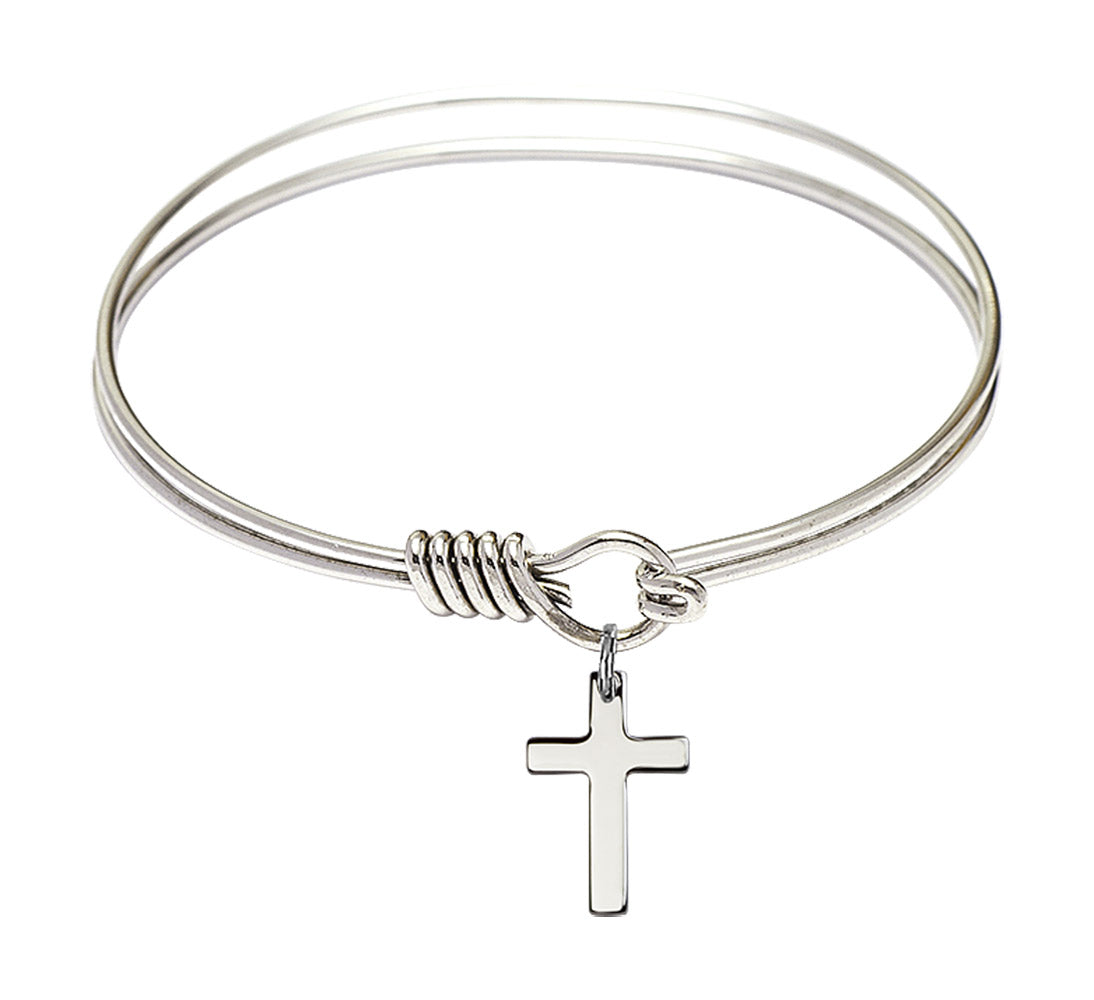Smooth Bangle Bracelet with a Cross Charm