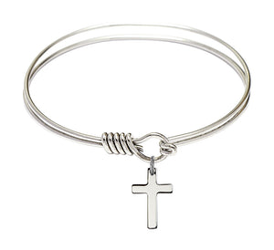 Smooth Bangle Bracelet with a Cross Charm