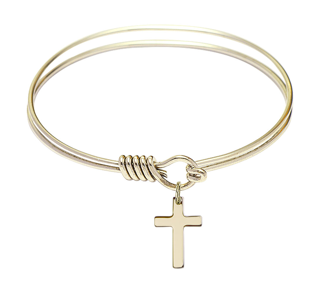 Smooth Bangle Bracelet with a Cross Charm