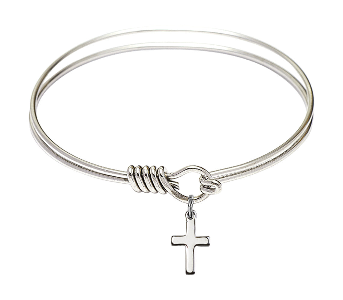 Smooth Bangle Bracelet with a Cross Charm