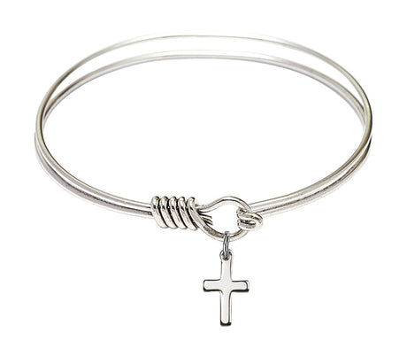 Smooth Bangle Bracelet with a Cross Charm