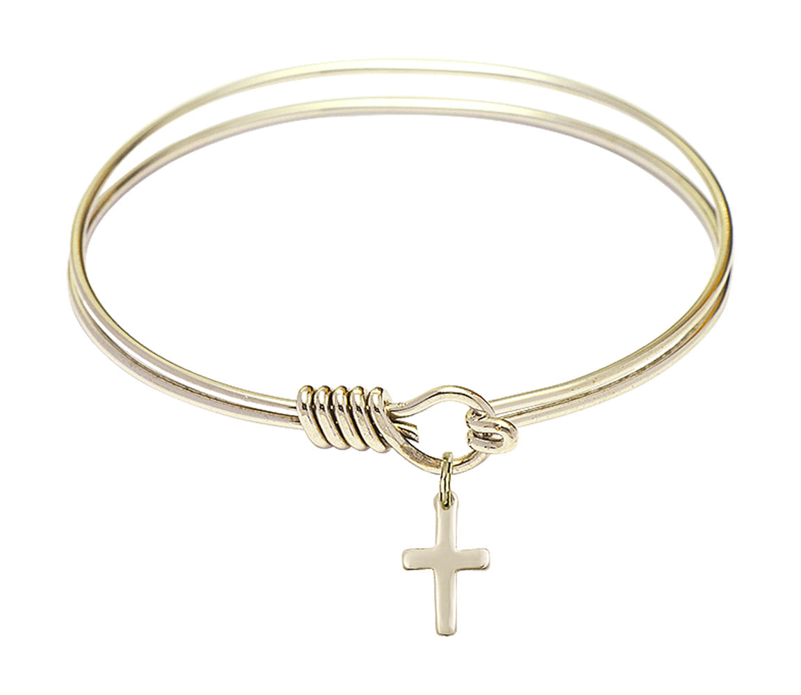 Smooth Bangle Bracelet with a Cross Charm