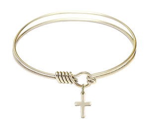 Smooth Bangle Bracelet with a Cross Charm