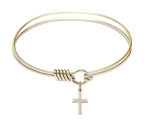 Smooth Bangle Bracelet with a Cross Charm