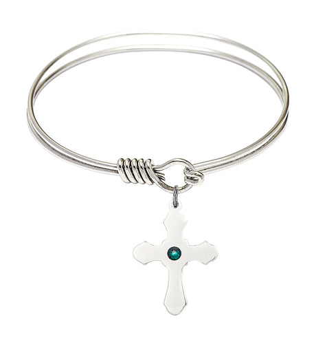 Smooth Bangle Bracelet with a Cross Charm