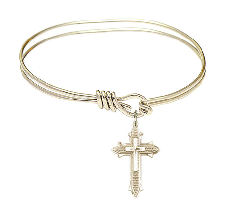 Smooth Bangle Bracelet with a Cross on Cross Charm