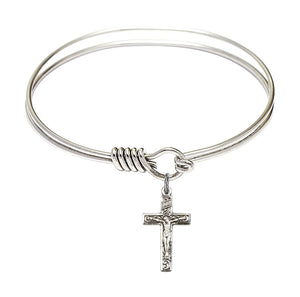 Smooth Bangle Bracelet with a Crucifix Charm
