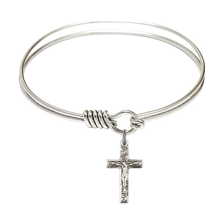 Smooth Bangle Bracelet with a Crucifix Charm