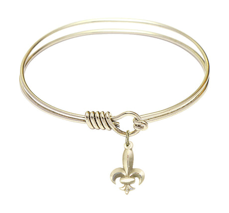 Smooth Bangle Bracelet with a Fleur de Lis Charm