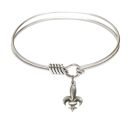 Smooth Bangle Bracelet with a Fleur de Lis Charm