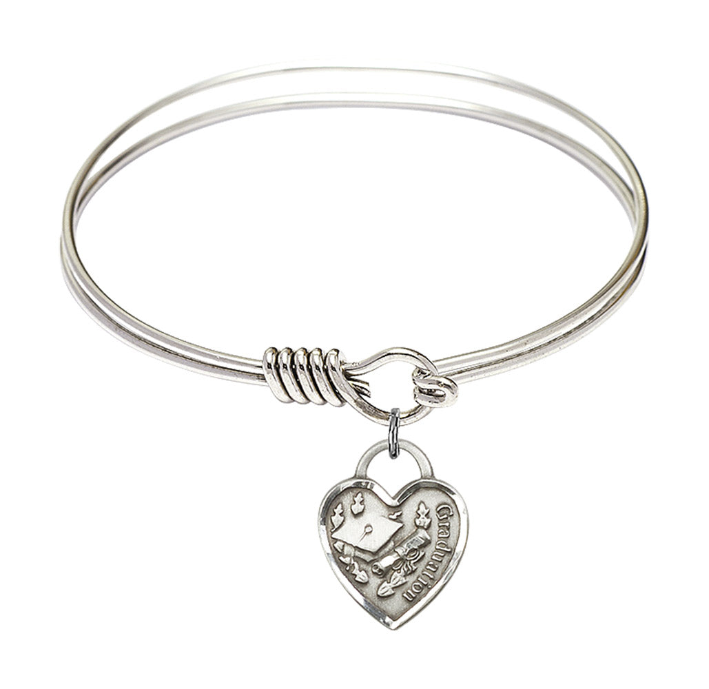 Smooth Bangle Bracelet with a Graduation Heart Charm