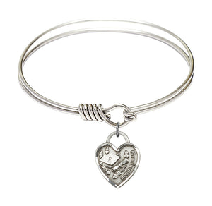 Smooth Bangle Bracelet with a Graduation Heart Charm