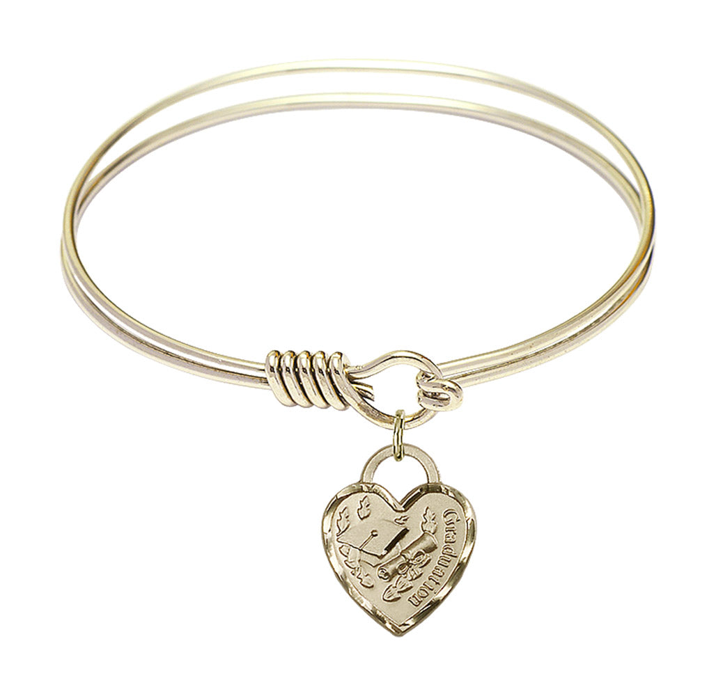 Smooth Bangle Bracelet with a Graduation Heart Charm